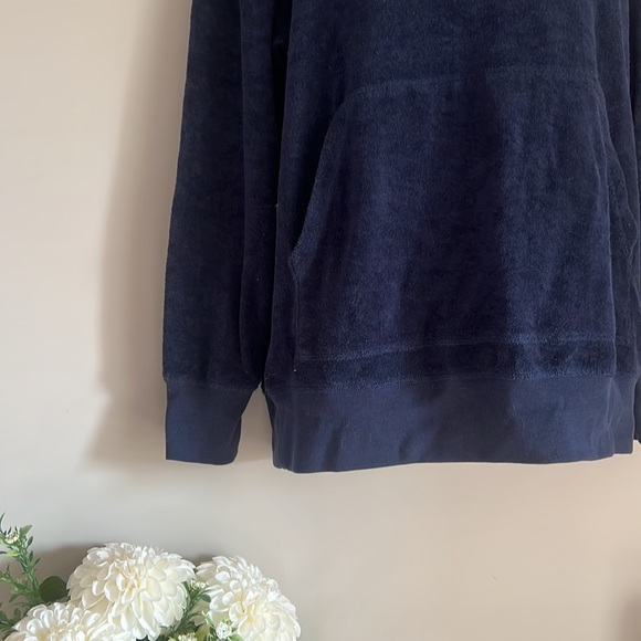 Joseph Abboud navy terrycloth shawl lapel pullover hoodie - Picture 4 of 8